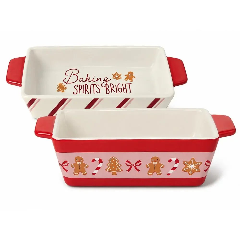 NWT Holiday Time Christmas Gingerbread Mini Loaf Pans Set of 2